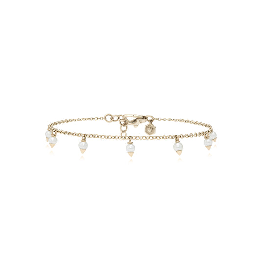 Pulseira Peônia | Ouro Champanhe e Pérolas