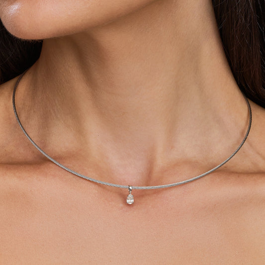 Pingente Plié | Brilhante e Ouro Branco