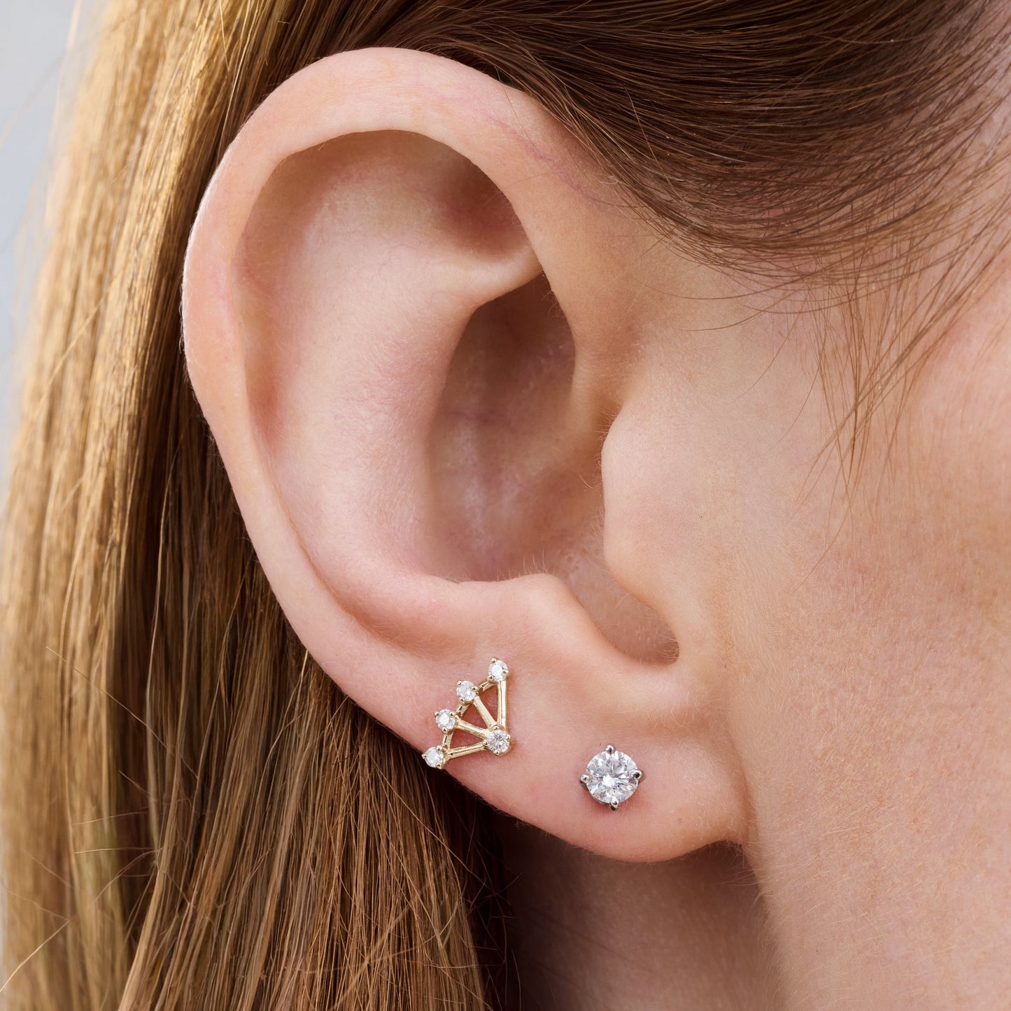 Stud Soleil | Ouro Champanhe e Brilhantes