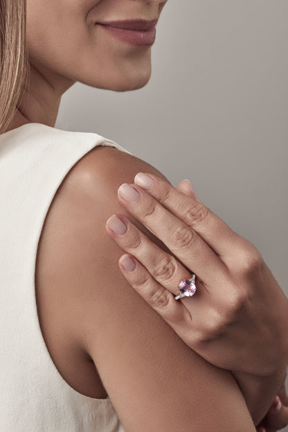 Anel de Kunzita 468 | Kunzita e Diamantes