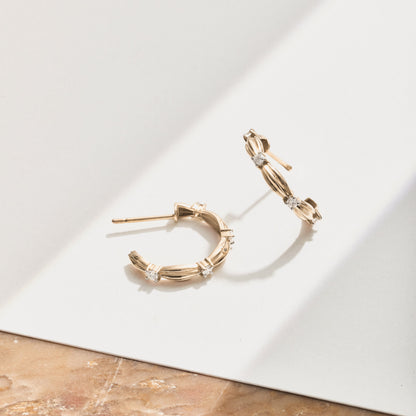 Argola Windsor | Ouro Champanhe e Brilhantes