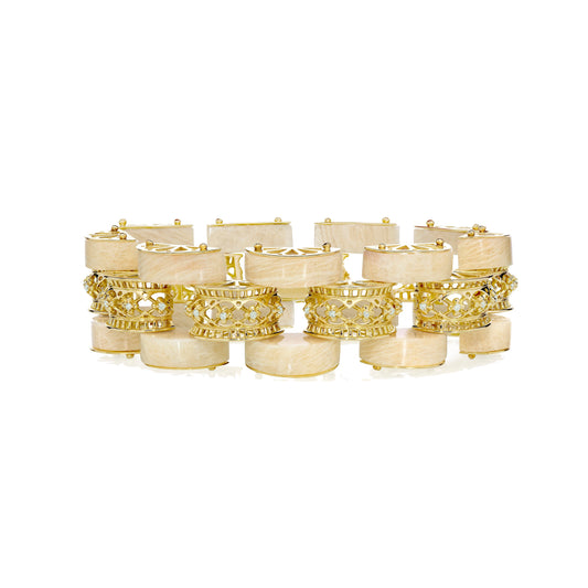 Pulseira Leggero | Ouro Amarelo, Brilhantes e Amazonitas