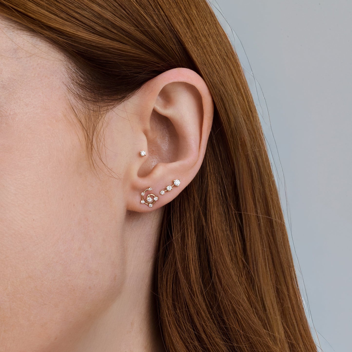 Stud Cometa | Brilhantes e Ouro Champanhe