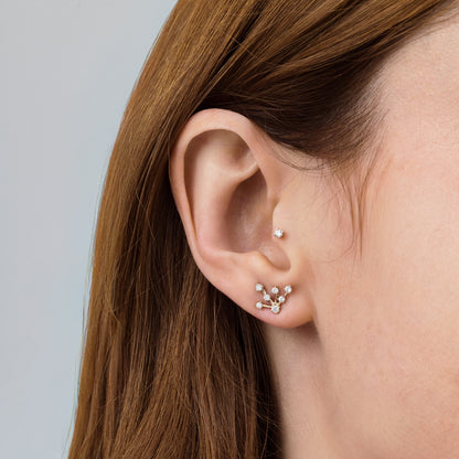 Stud Celeste | Brilhantes e Ouro Champanhe