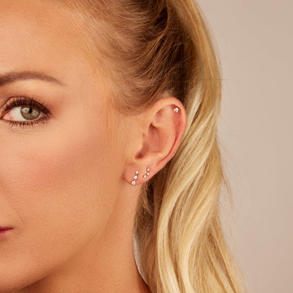 Stud Brilhante M | Brilhante e Ouro Champanhe