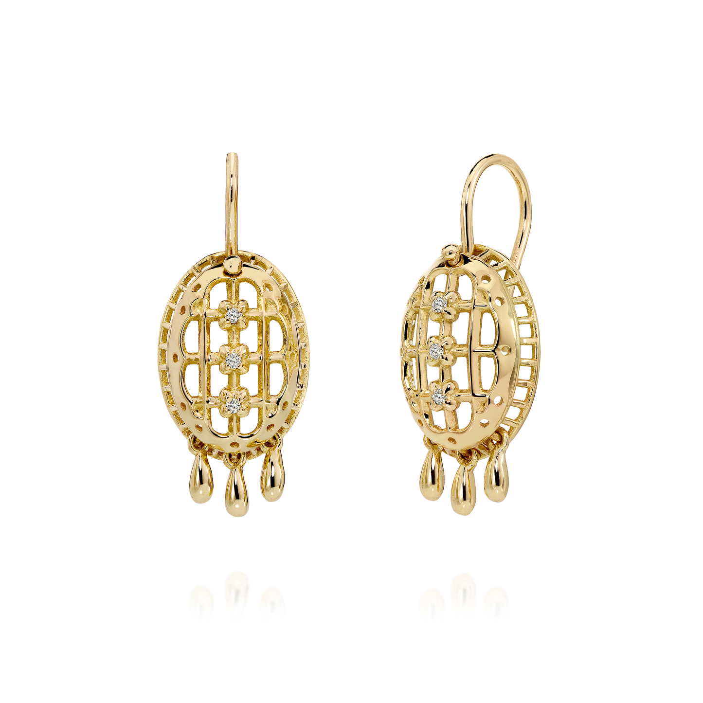 Brinco Alençon | Ouro Amarelo e Brilhantes