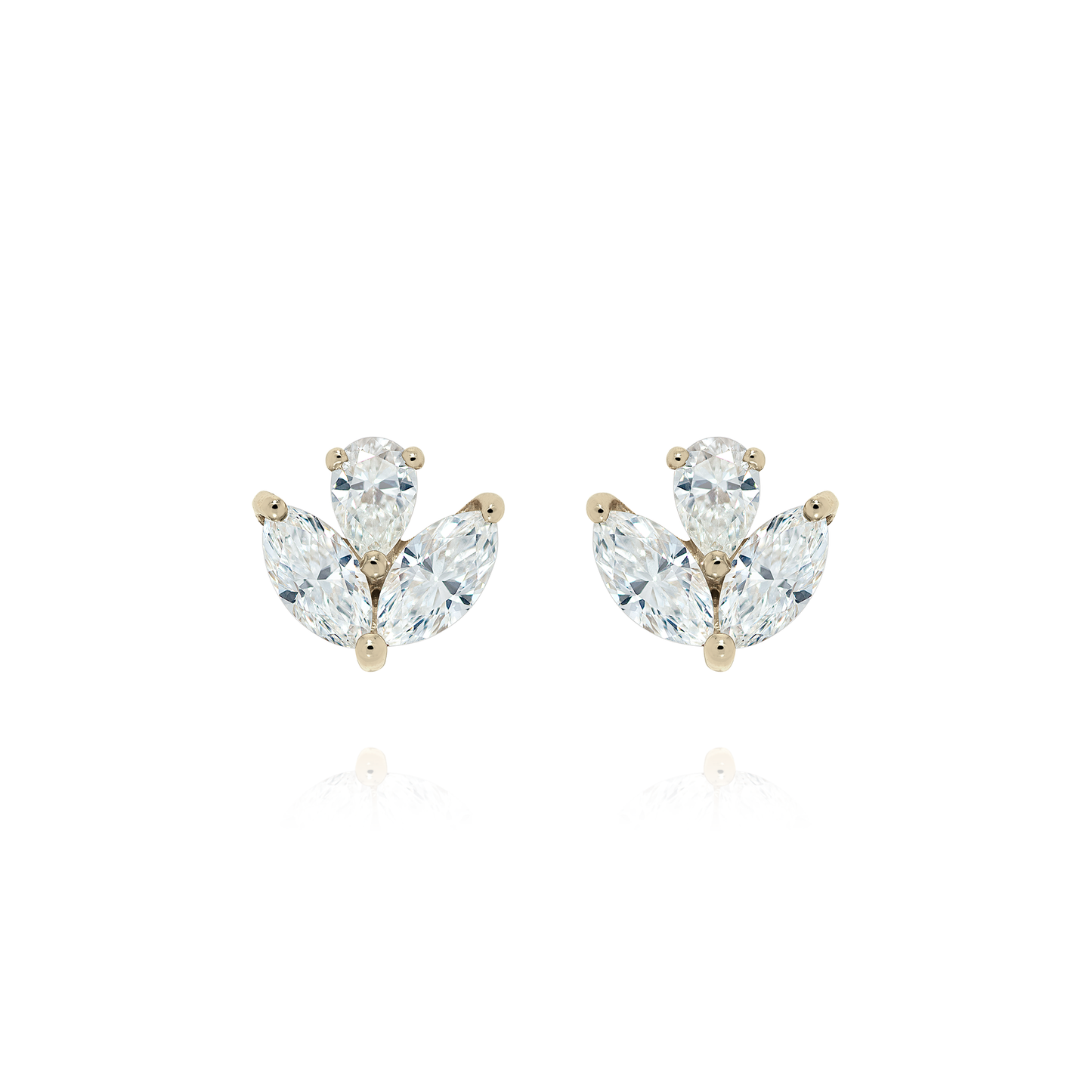 Brinco Lótus | Diamantes e Ouro Champanhe