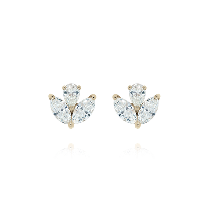 Brinco Lótus | Diamantes e Ouro Champanhe