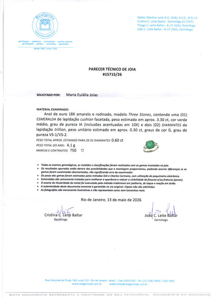 Anel Veille 328 | Esmeralda e Ouro Branco